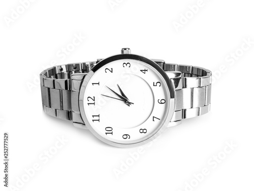 Male wrist watch on white background