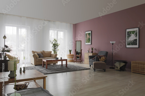 Stylish interior of big liv...