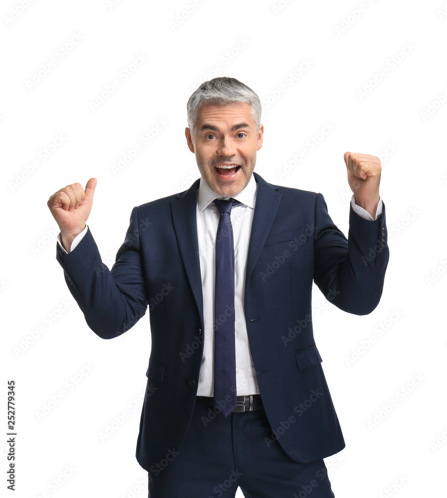 Happy mature businessman on white background Happy mature businessman on white background