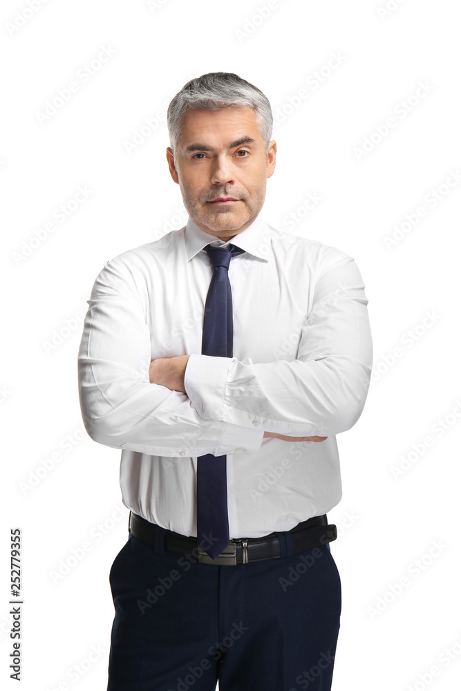 Handsome mature businessman on white background Handsome mature businessman on white background