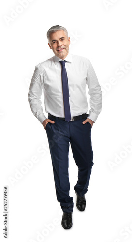 Handsome mature businessman on white background © Pixel-Shot