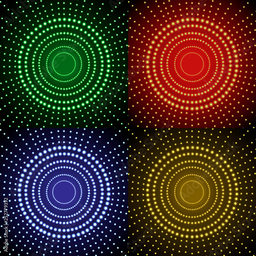 Vector Glowing Circles, Colorful Backgrounds, Yellow, Red, Blue and Green Circles.