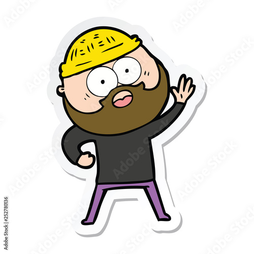 sticker of a cartoon bearded man