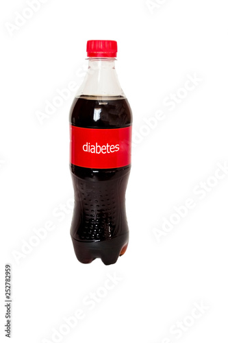 a bottle of lemonade with the inscription on the label diabetes