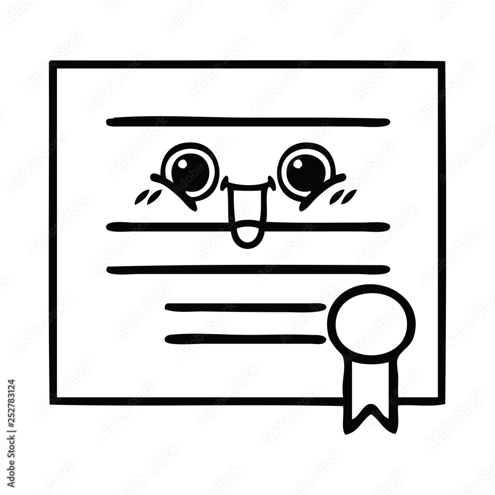 line drawing cartoon graduation diploma
