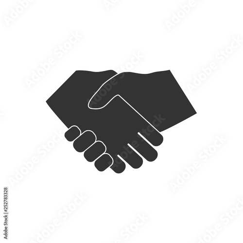 Hand, handshake icon. Vector illustration, flat design.