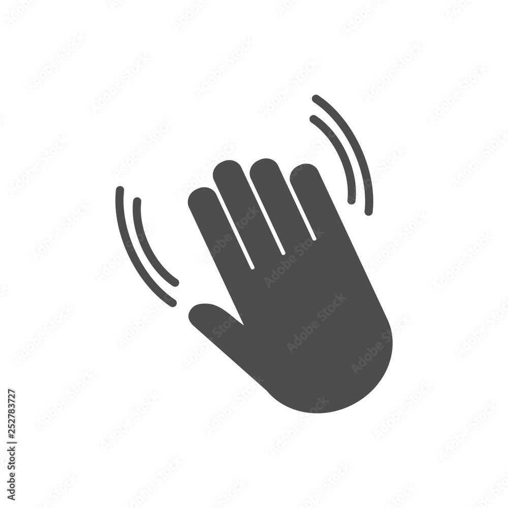 Obraz premium Hand wave, hello icon. Vector illustration, flat design.