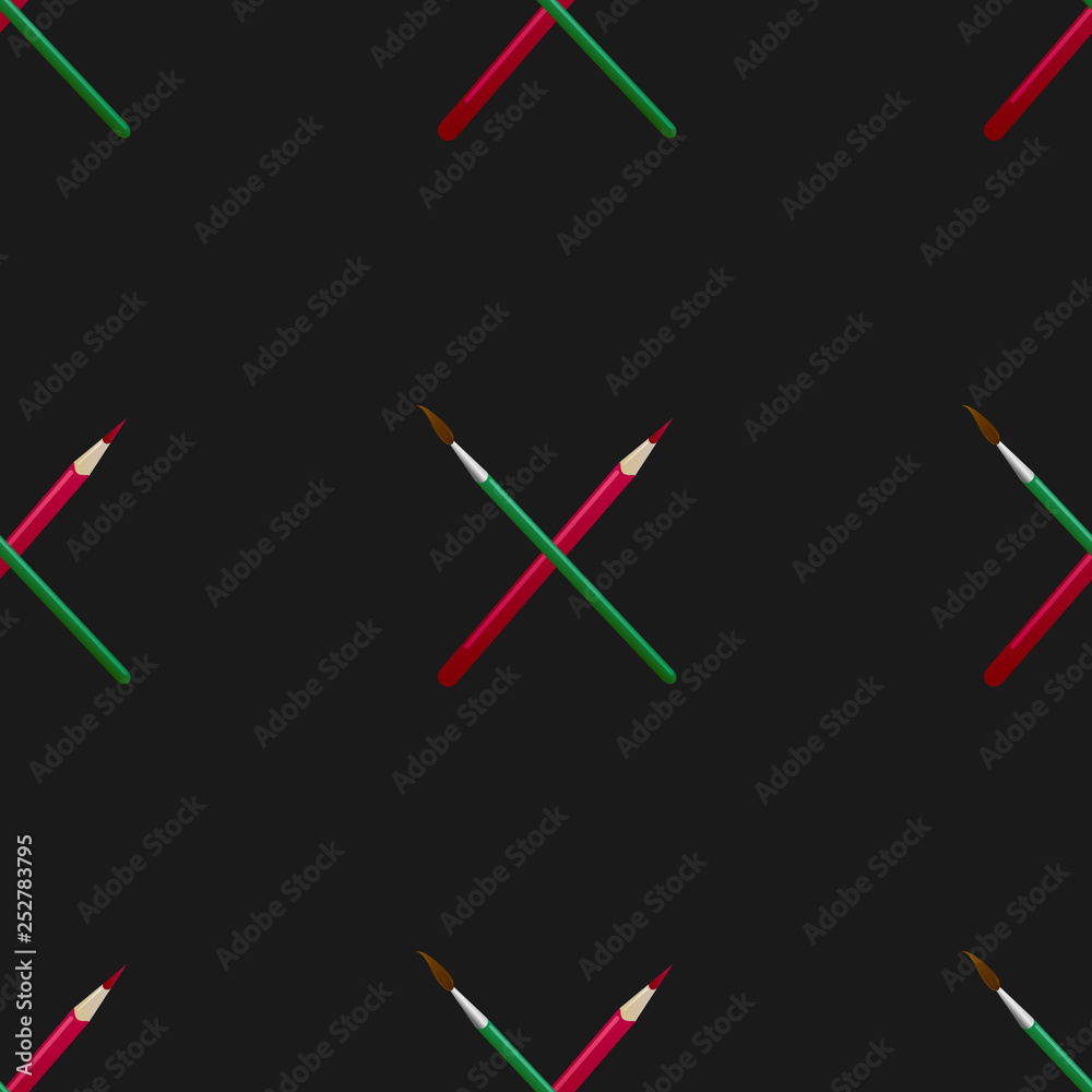 brush and pencil seamless pattern brush and pencil seamless pattern