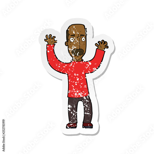 retro distressed sticker of a cartoon angry dad