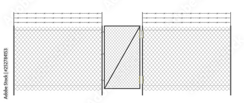 Realistic metal chain link fence.