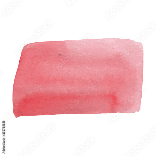 Pink watercolor vector spot, hand drawn watercolor stain smear brush, isolated on white background