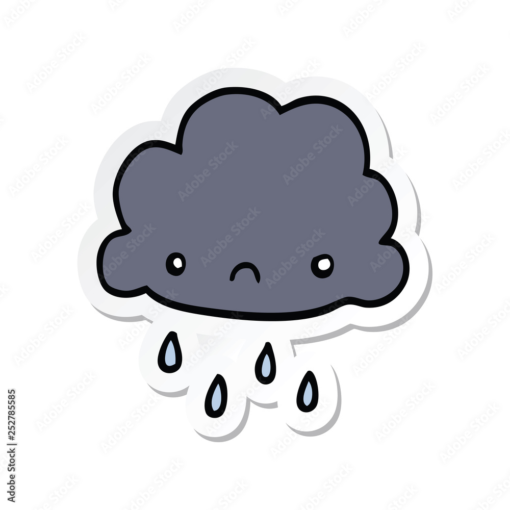sticker of a cartoon storm cloud sticker of a cartoon storm cloud