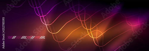 Glowing neon abstract lines, techno futuristic template © antishock
