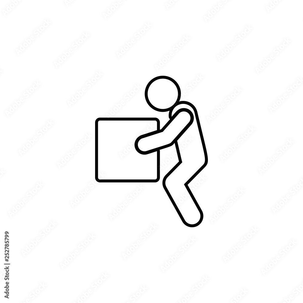 Lifting weights, box, man icon. Simple thin line, outline vector of universal icons for UI and UX, website or mobile application Lifting weights, box, man icon. Simple thin line, outline vector of universal icons for UI and UX, website or mobile application