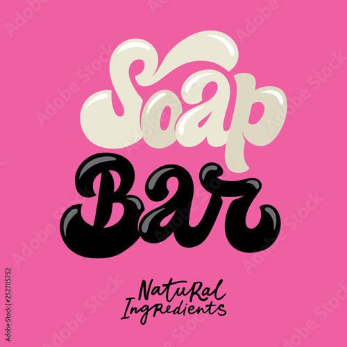 Handmade soap bar label with handdrawn lettering