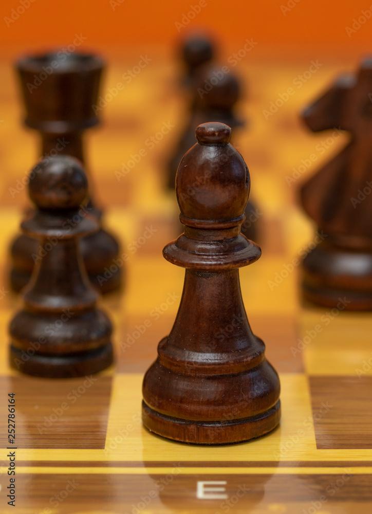Chess pieces on a chessboard, wooden pieces. Chess pieces on a chessboard, wooden pieces.