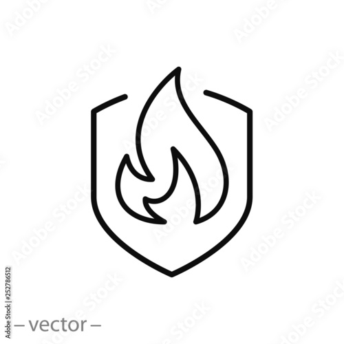 fire protect icon, linear sign on white background - editable vector illustration eps10