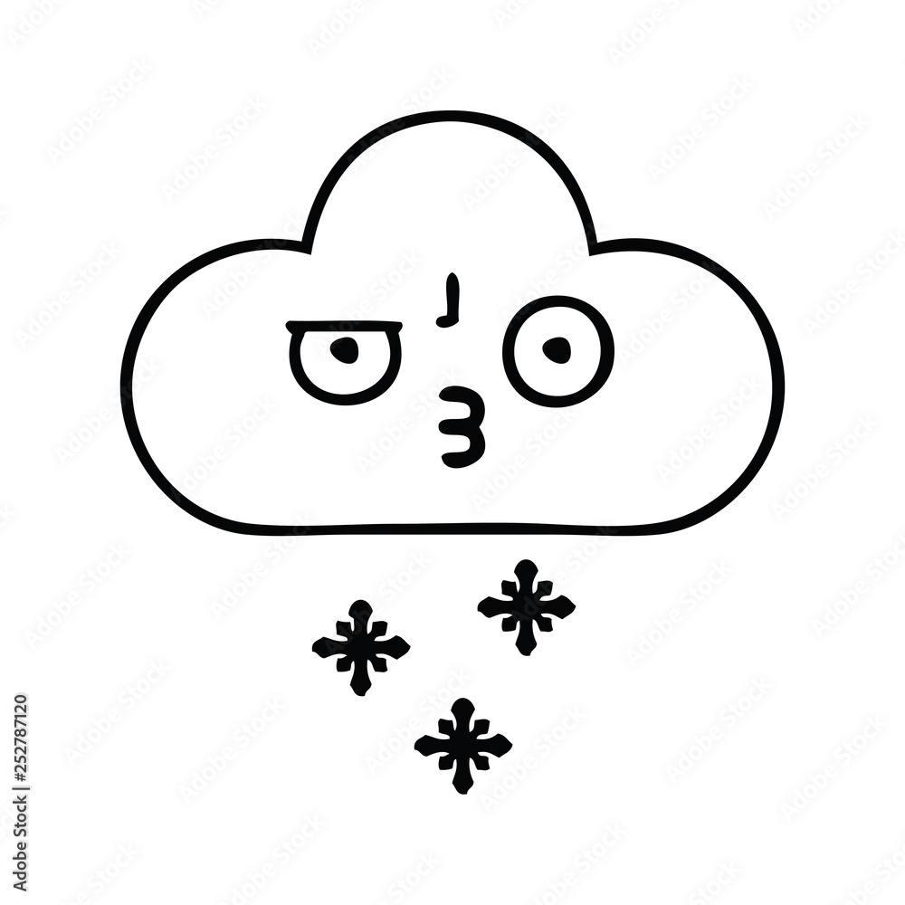 line drawing cartoon snow cloud