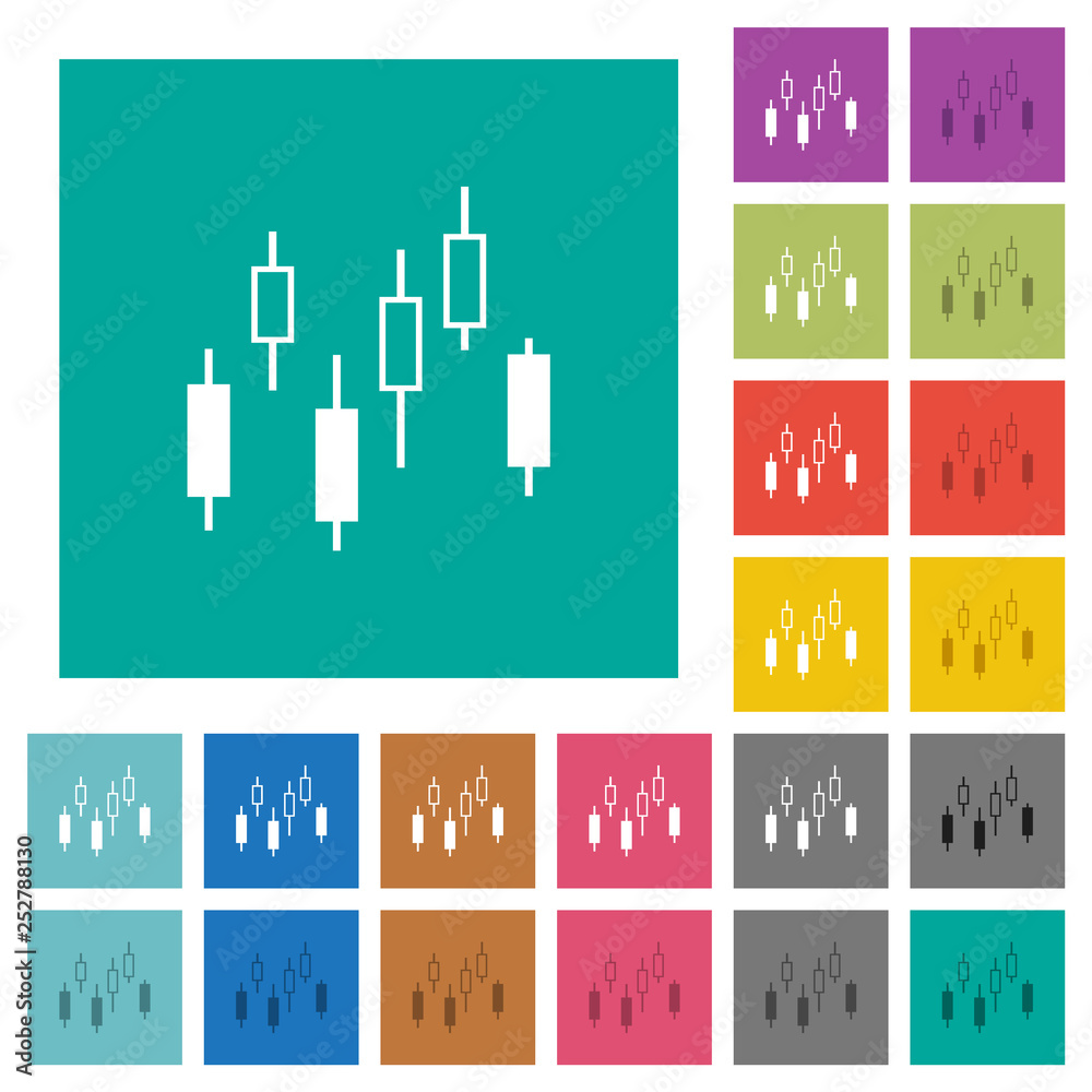 Candlestick chart square flat multi colored icons Candlestick chart square flat multi colored icons