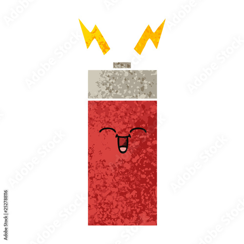 retro illustration style cartoon battery