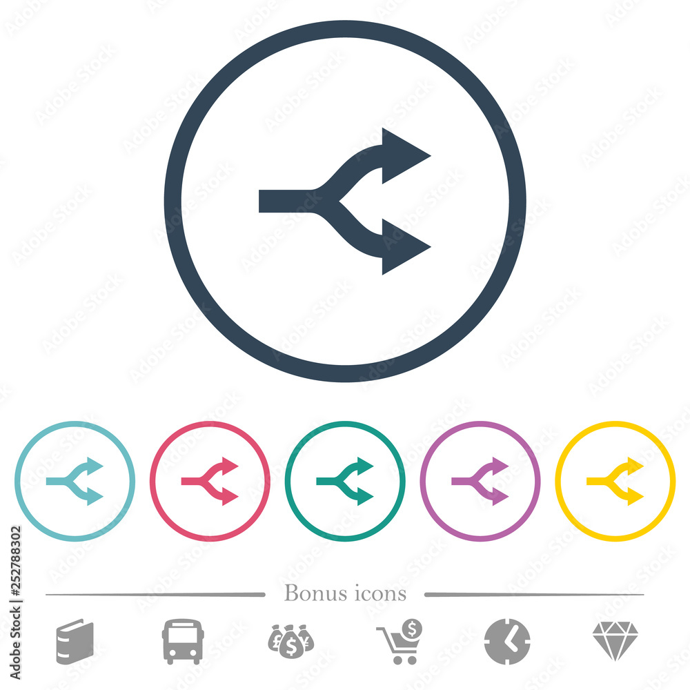 Split arrows flat color icons in round outlines Split arrows flat color icons in round outlines