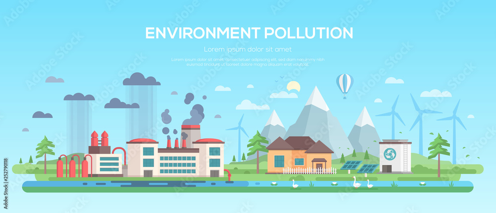 Environment pollution - modern flat design style vector illustration