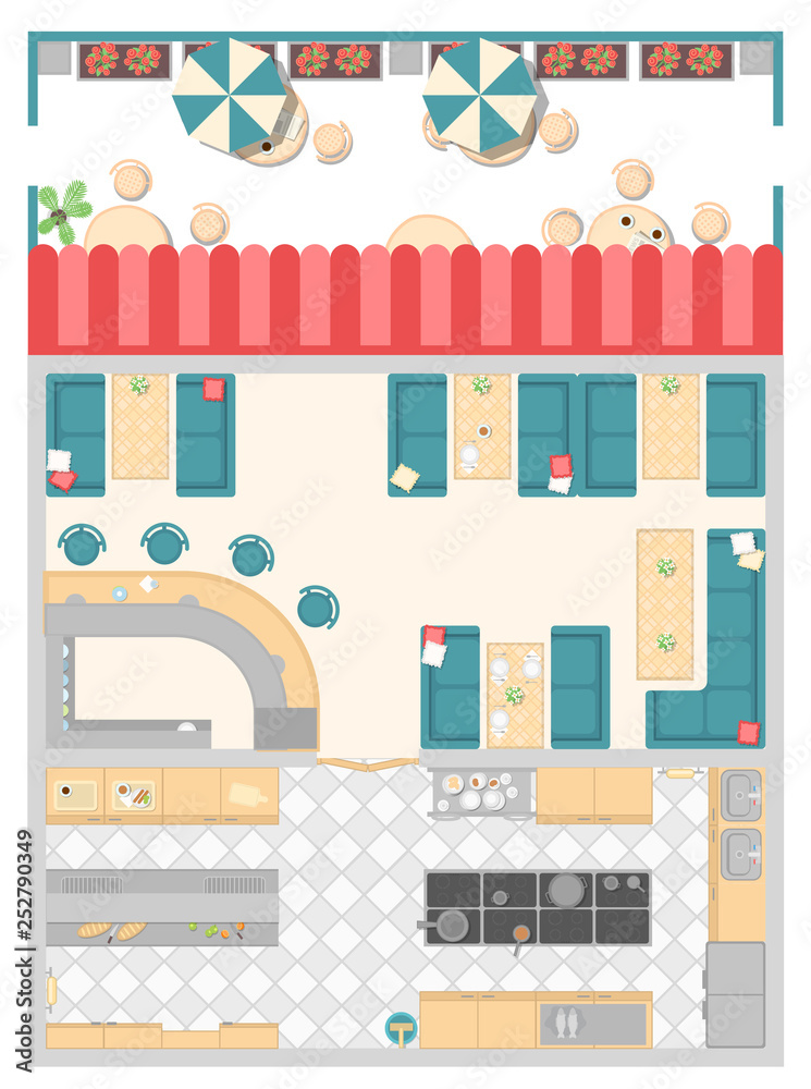 Cafe interior elements - modern vector colorful illustration