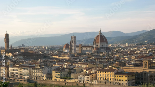 wide afternoon shot of the duomo and florence in italy