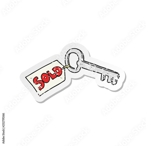 retro distressed sticker of a cartoon new house key