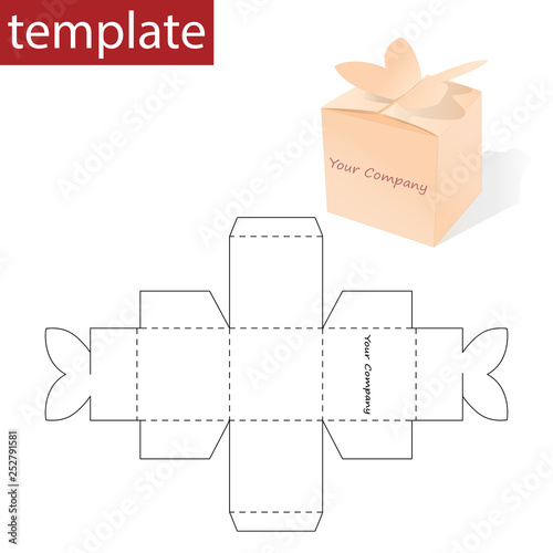 Retail paper box with die cut template.