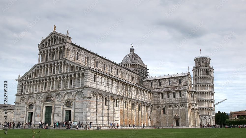 wide view of the famous cathedral in pisa