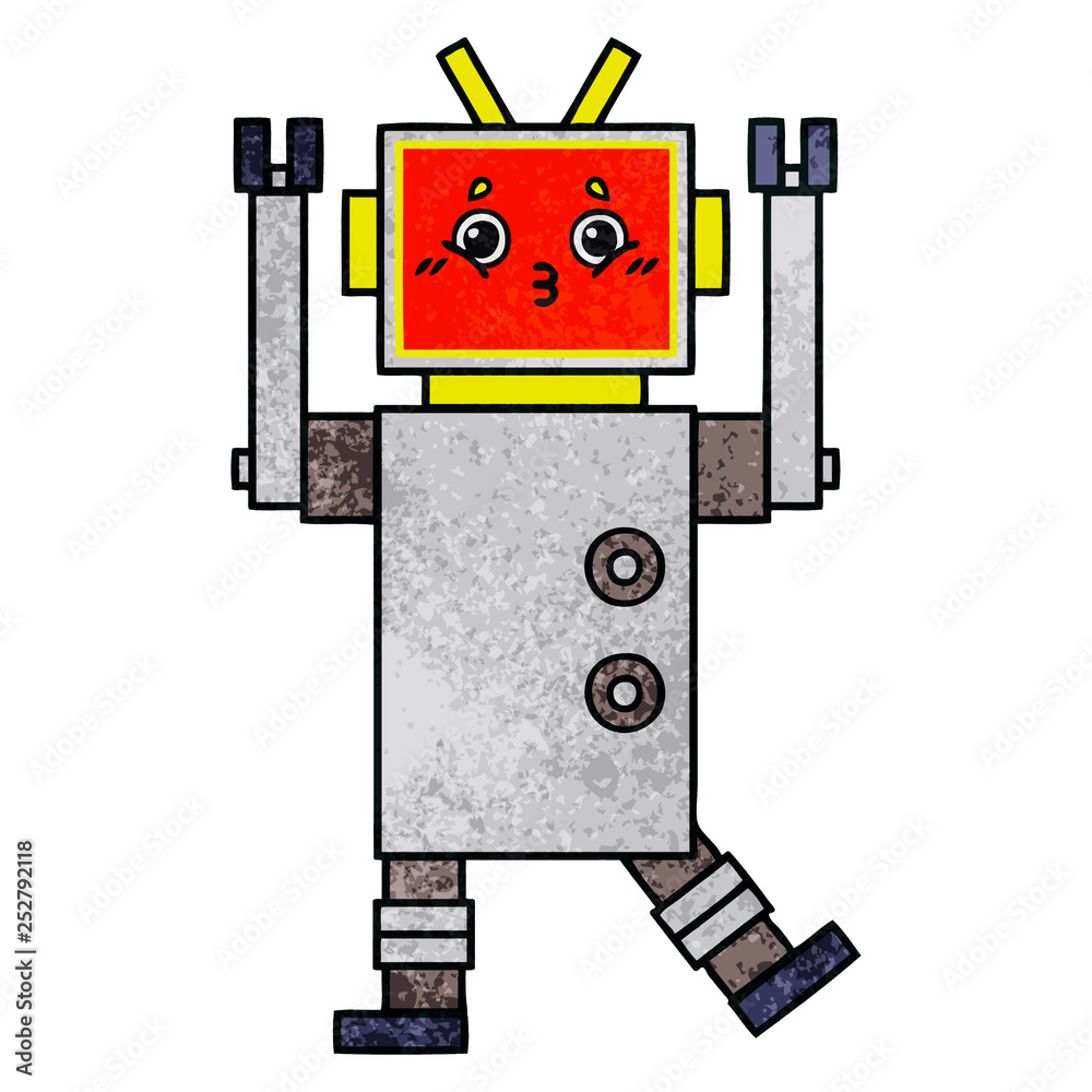 retro grunge texture cartoon robot retro grunge texture cartoon robot