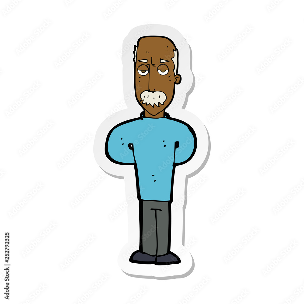 sticker of a cartoon annoyed balding man sticker of a cartoon annoyed balding man