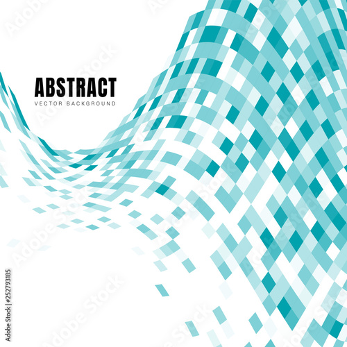 Abstract wave blue turquoise squares pattern with copy space.