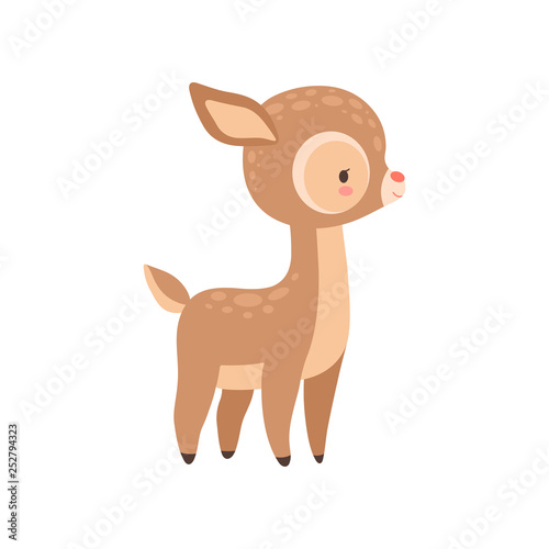 Cute Baby Deer  Adorable Forest Fawn Animal Vector Illustration