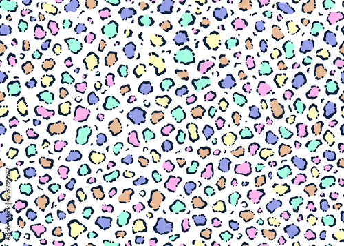 Pastel colored Seamless Leopard pattern design, vector illustration background. Fur animal skin design illustration for web, fashion, textile, print, and surface design