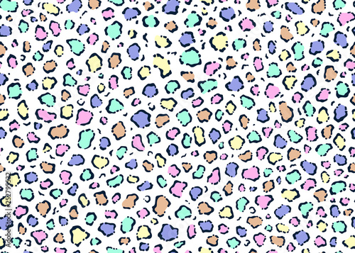 Pastel colored Seamless Leopard pattern design, vector illustration background. Fur animal skin design illustration for web, fashion, textile, print, and surface design