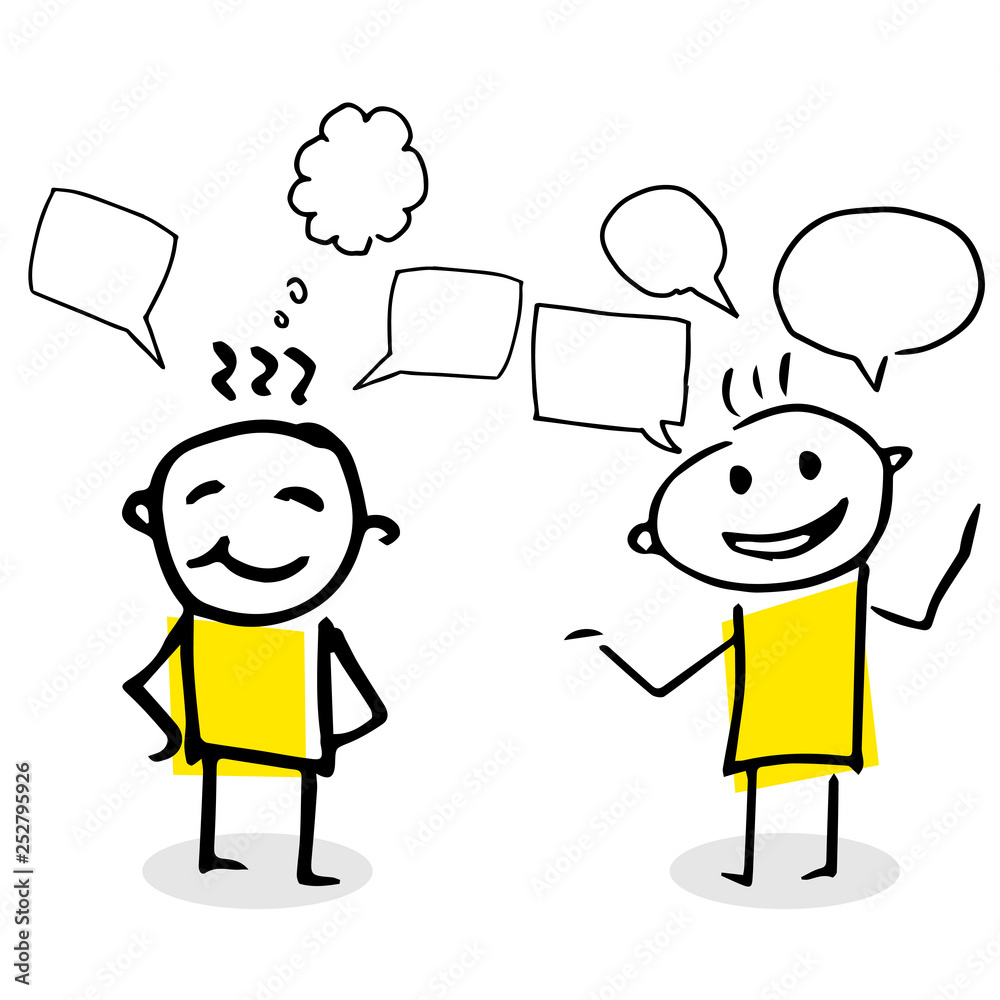 Free hand vector illustration of two stick figures talking. Free hand vector illustration of two stick figures talking.