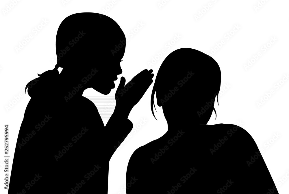 two girsl making chat, silhouette vector