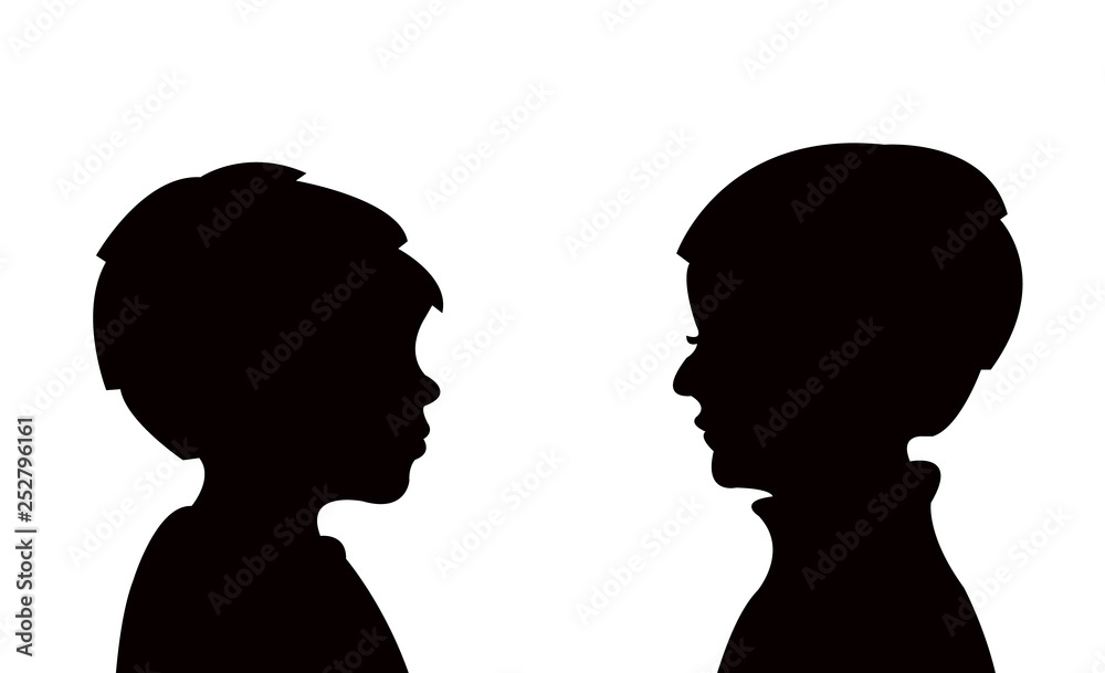 boys ,talking heads, silhouette vector