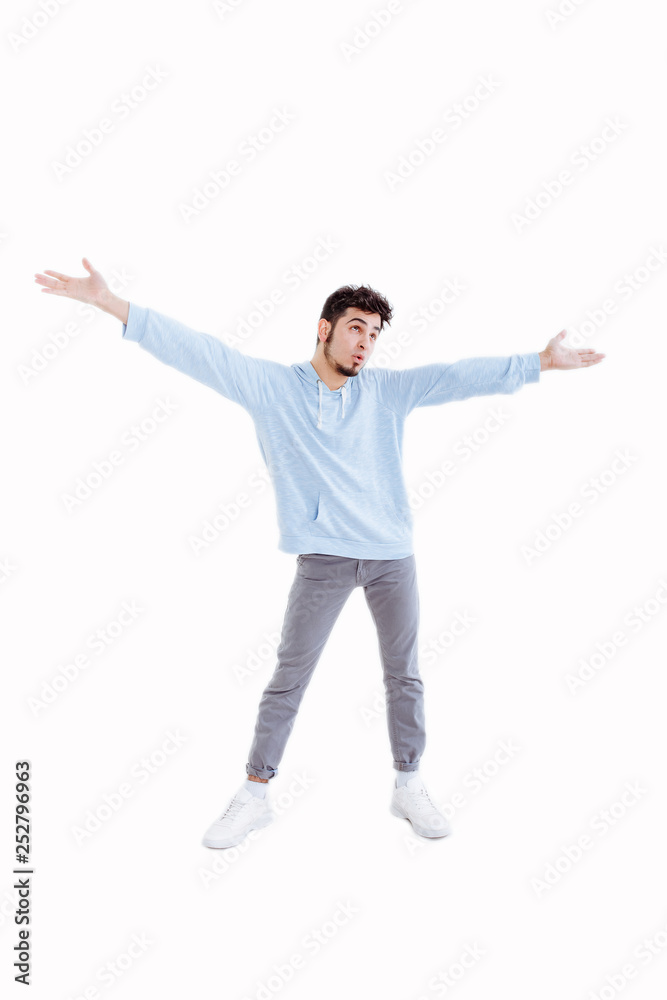 Portrait of a man gesturing freedom expression. Portrait of a man gesturing freedom expression.