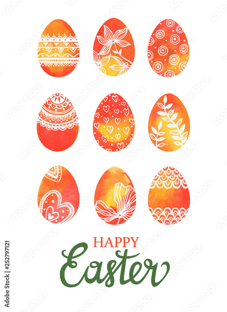 Easter egg with floral ornament isolated on white background. Happy Easter greeting card. Easter egg with floral ornament isolated on white background. Happy Easter greeting card.