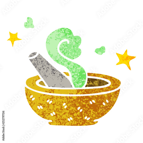 quirky retro illustration style cartoon magic pestle and mortar