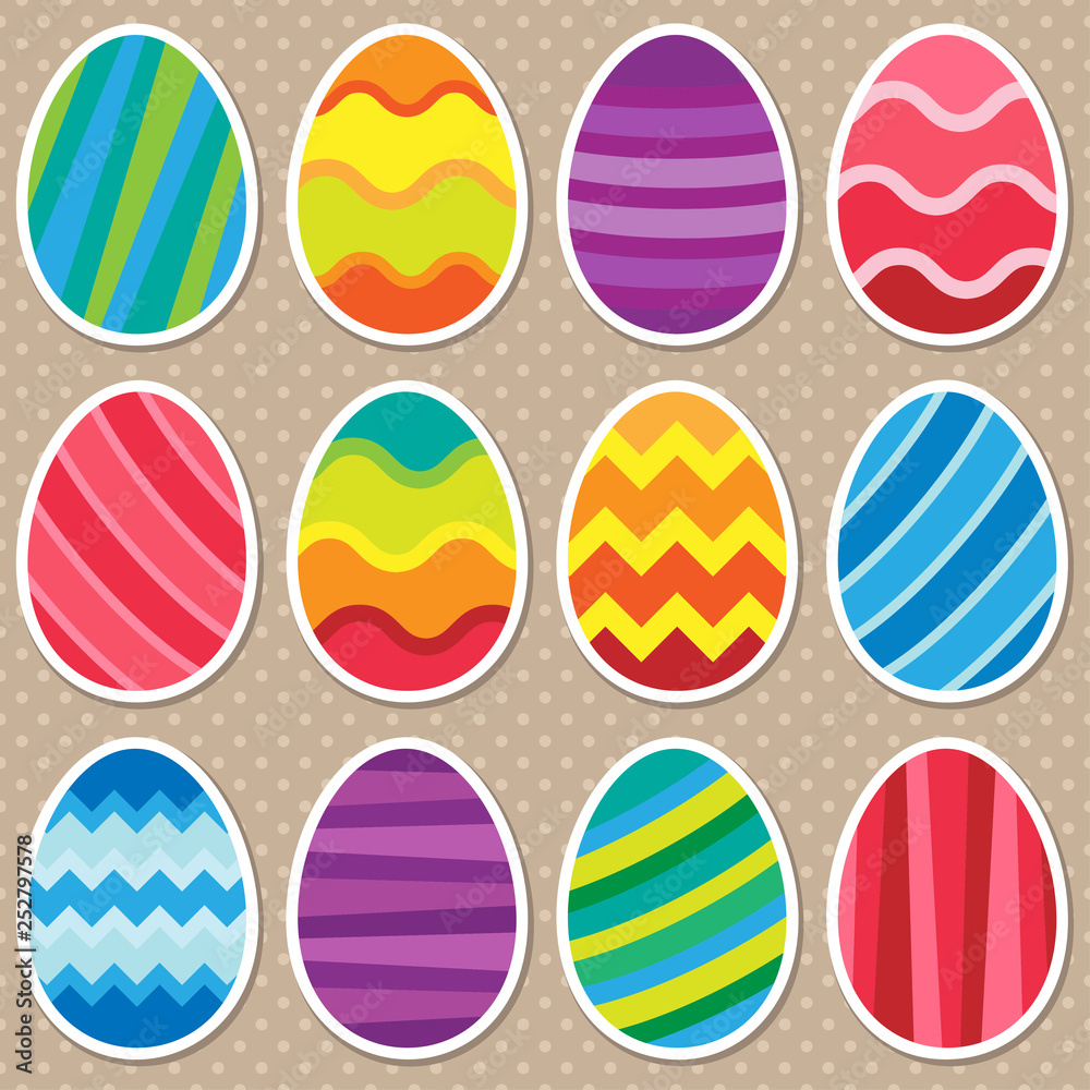 Different colored Easter eggs icons