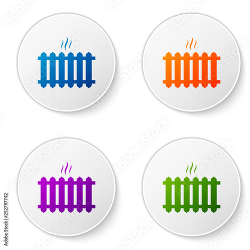 Color Heating radiator icon isolated on white background. Set color icon in circle buttons. Vector Illustration