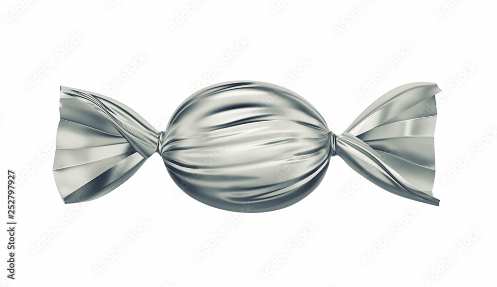 Candy in silver wrapper. Clipping path included Candy in silver wrapper. Clipping path included