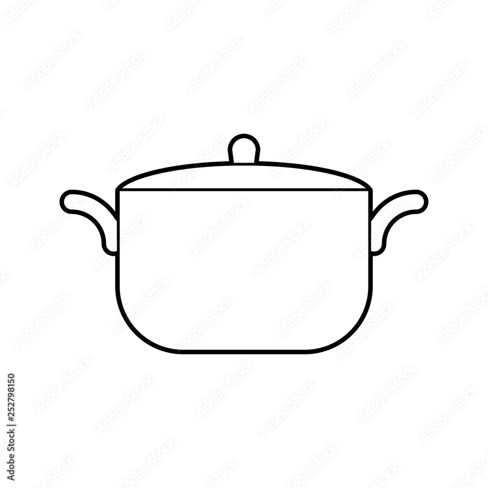 Icono plano lineal cacerola con tapa en color negro