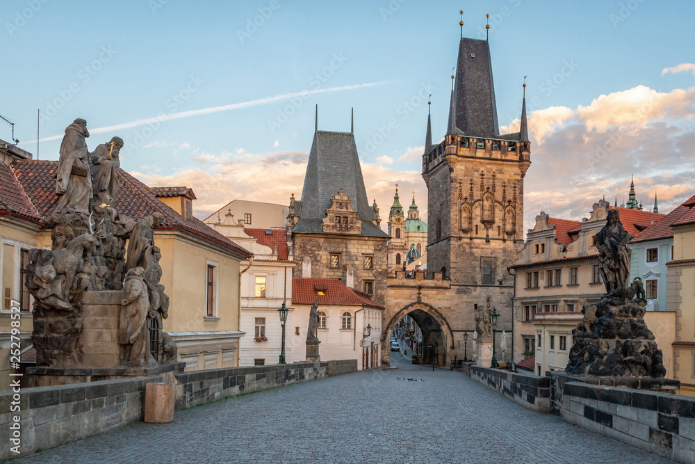 Fototapeta premium The Charles bridge and the river Vltava Prague Czech republic