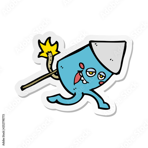 sticker of a cartoon funny firework character