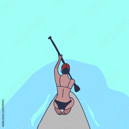 Hand lettering SUP stand up paddling vector logo